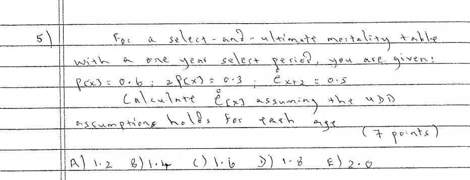 Solved 5. With For A Select- And Ultimate Mortality Table | Chegg.com