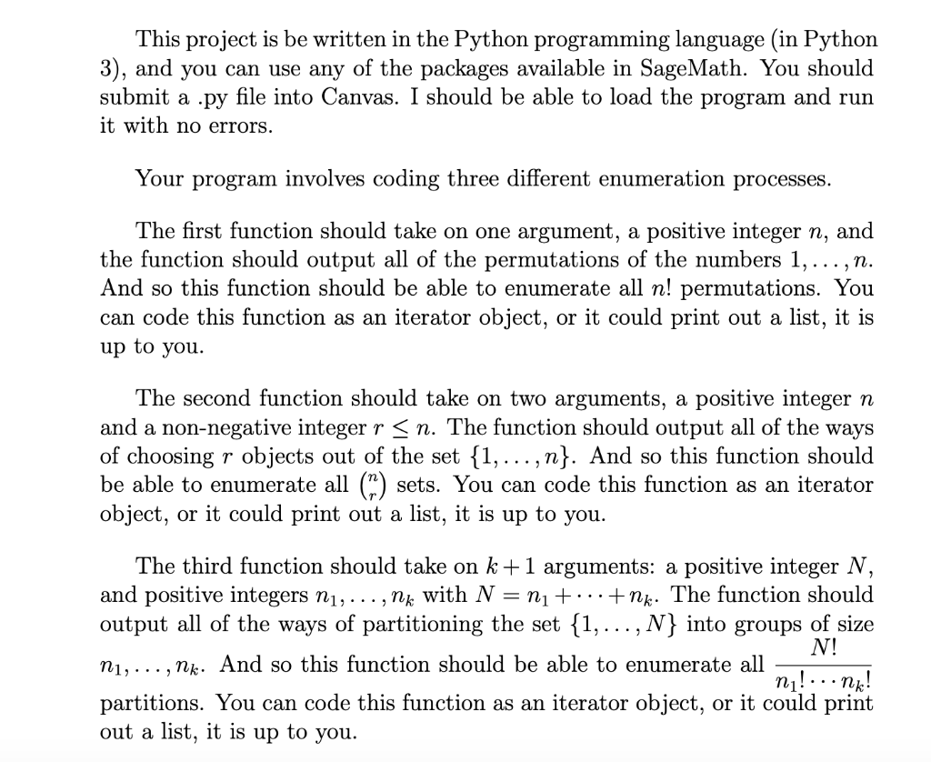This project is be written in the Python programming | Chegg.com