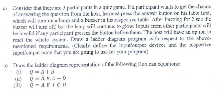 Solved c) Consider that there are 3 participants in a quiz | Chegg.com