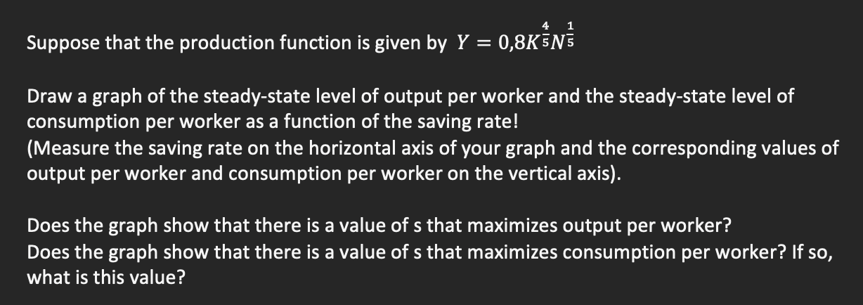 Solved 1 Suppose that the production function is given by Y | Chegg.com