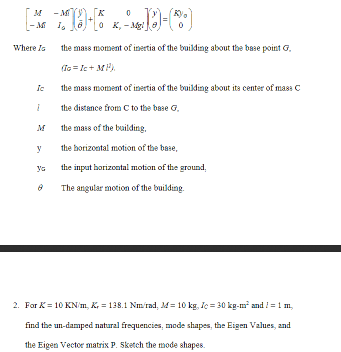 Building Inertia Solved Where Io the mass moment of inertia of the building | Chegg.com
