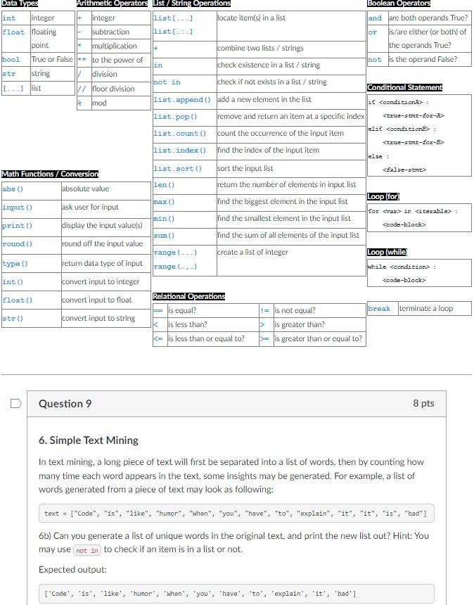 Solved 6. Simple Text Mining In text mining, a long piece of | Chegg.com