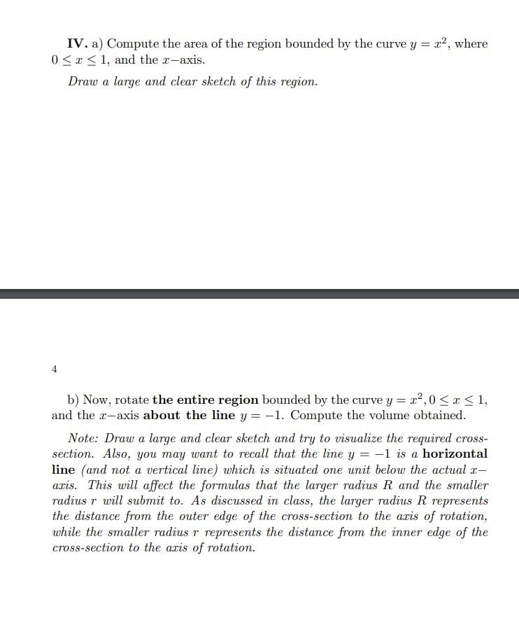 Solved IV. a) Compute the area of the region bounded by the | Chegg.com