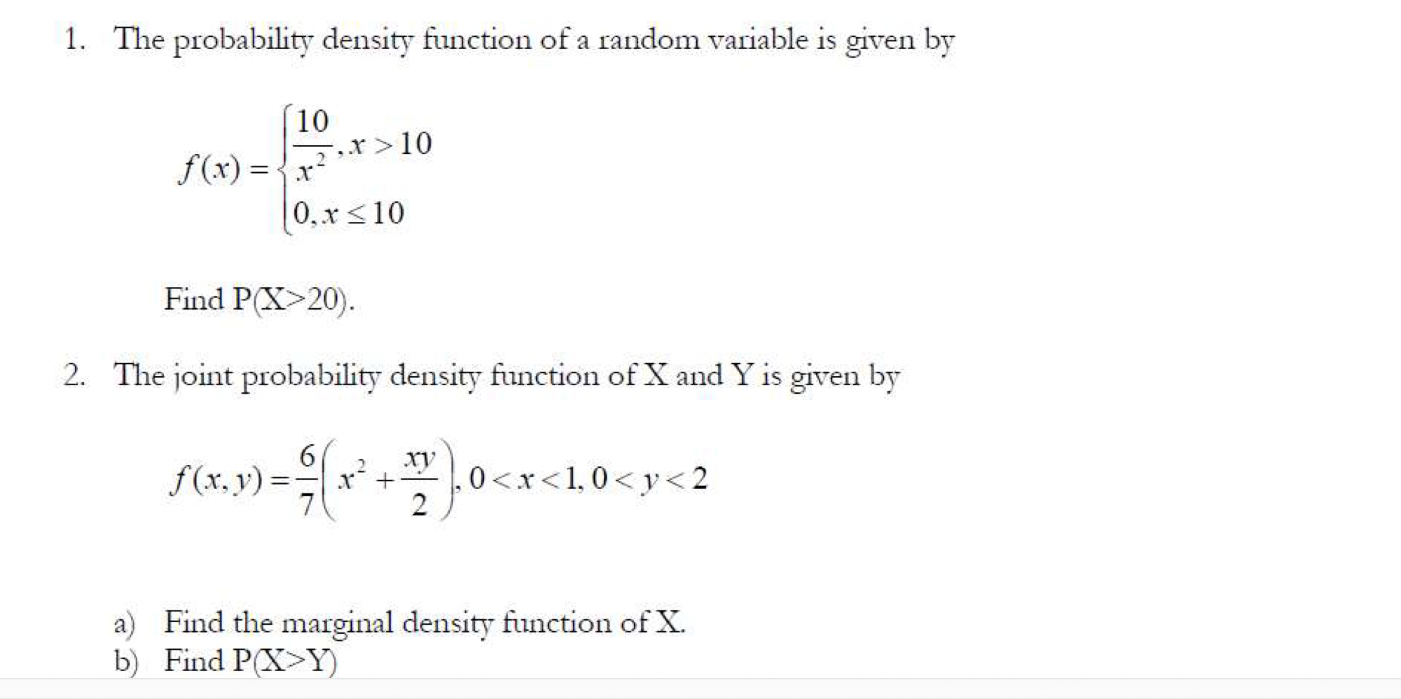 Solved 1. The Probability Density Function Of A Random | Chegg.com