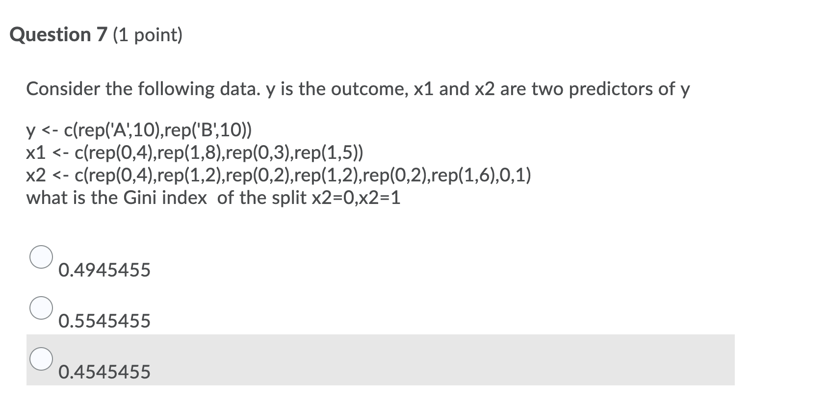 Solved Question 1 (1 Point) Consider The Following Data. Y | Chegg.com