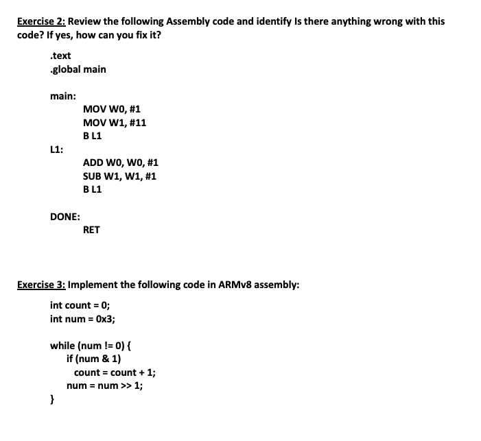 Solved Exercise 2: Review The Following Assembly Code And | Chegg.com