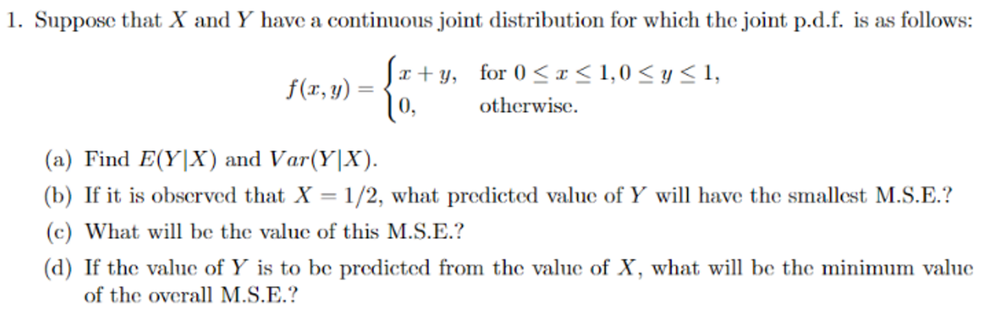 1. Suppose that X and Y have a continuous joint | Chegg.com