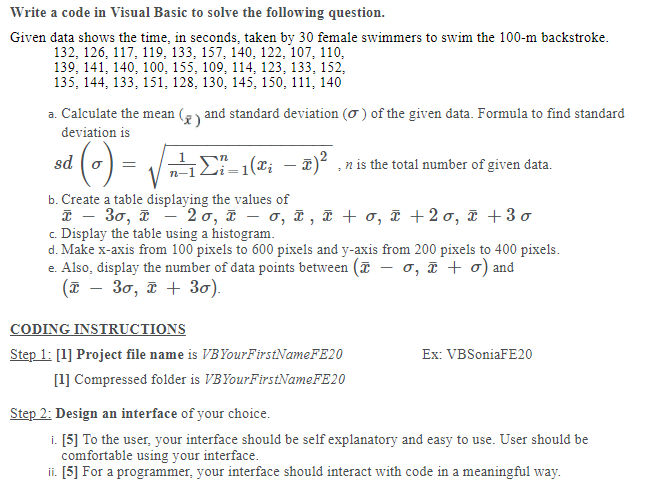 Write a code in Visual Basic to solve the following | Chegg.com
