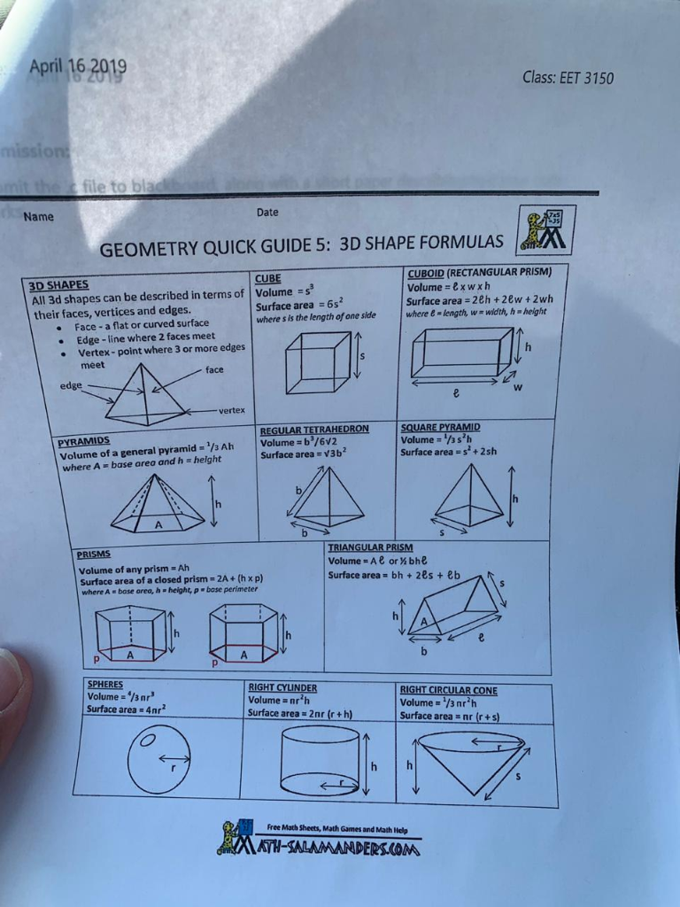 Shapes Volume And Surface Area Formulas - Angelz-Of-Love