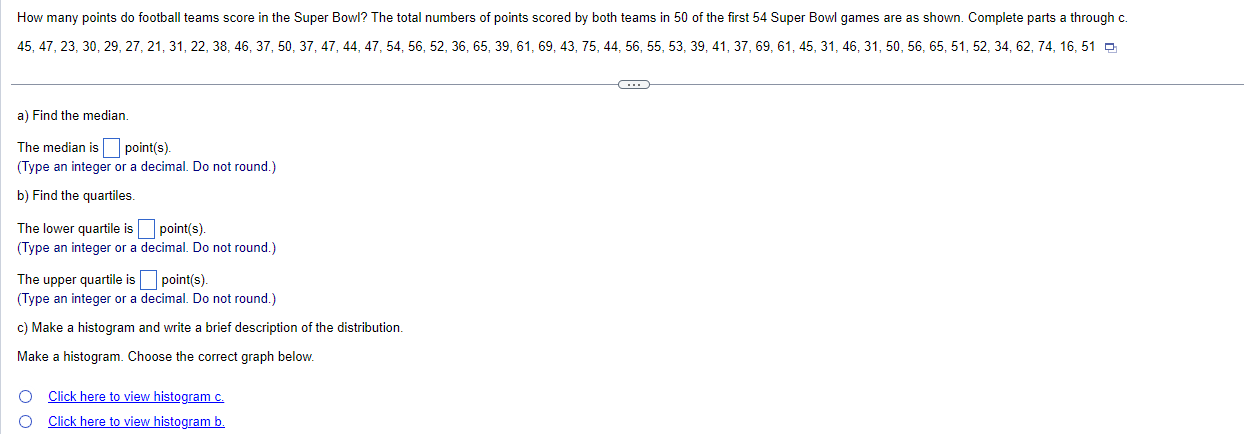 Solved 13. Super Bowl points. How many points do football