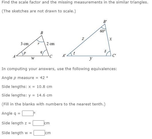 Solved Find the scale factor and the missing measurements in