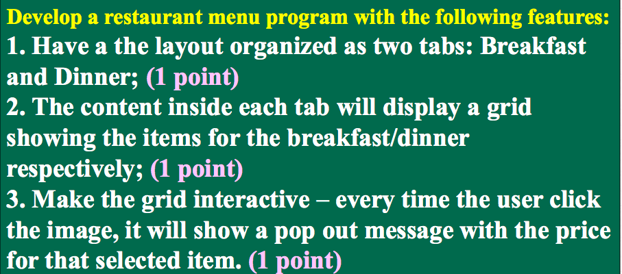 Solved Develop a restaurant menu program with the following | Chegg.com