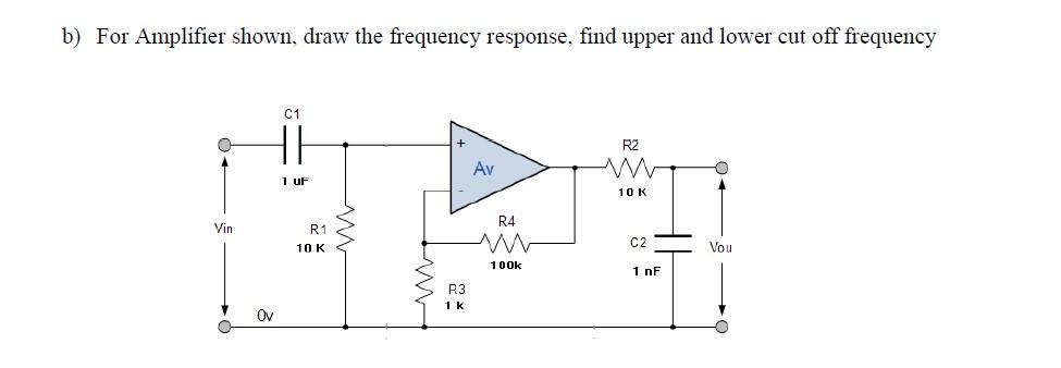 Solved B) For Amplifier Shown, Draw The Frequency Response, | Chegg.com