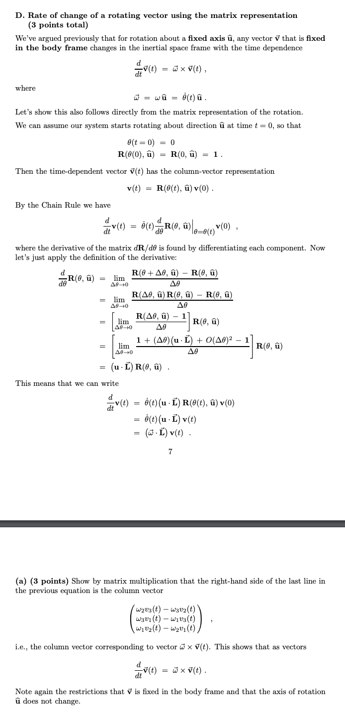 Solved D Rate Of Change Of A Rotating Vector Using The M Chegg Com