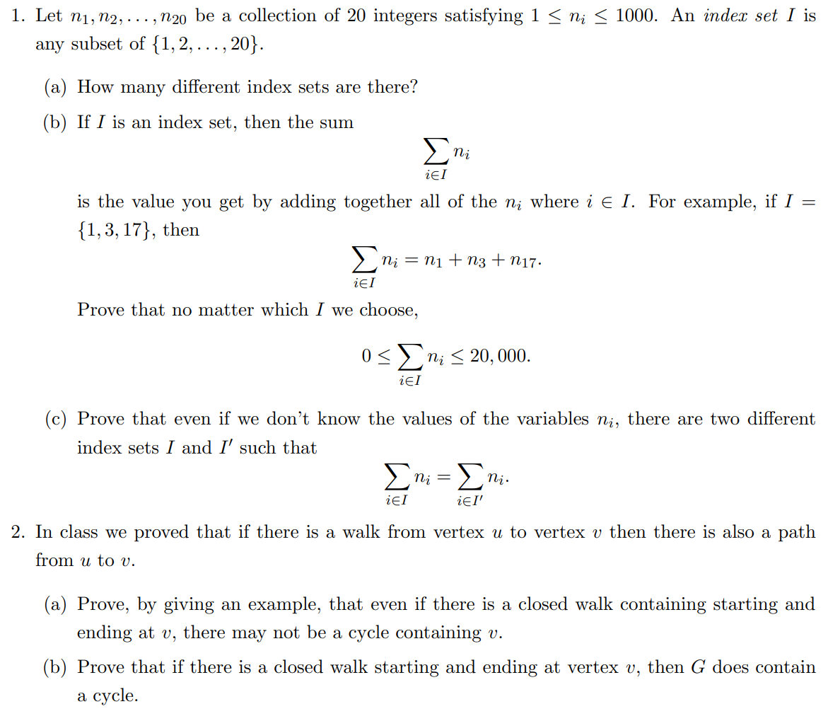 Solved Let n1,n2,dots,n20 ﻿be a collection of 20 ﻿integers | Chegg.com