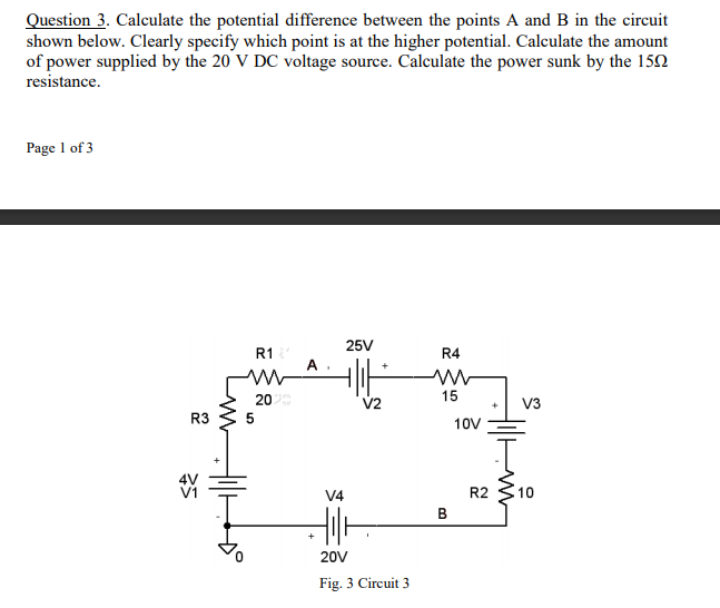 Solved Question 3. Calculate The Potential Difference | Chegg.com