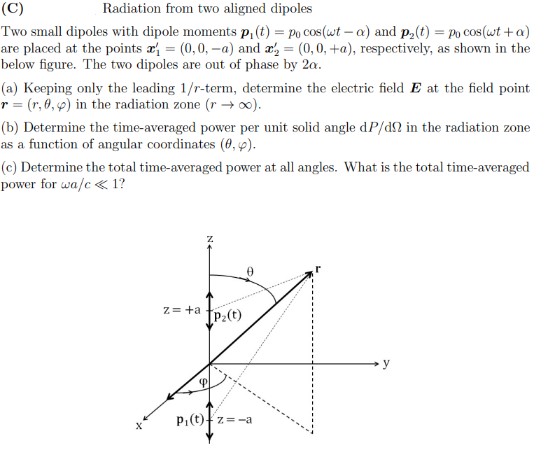 Solved (c) Radiation From Two Aligned Dipoles Two Small 