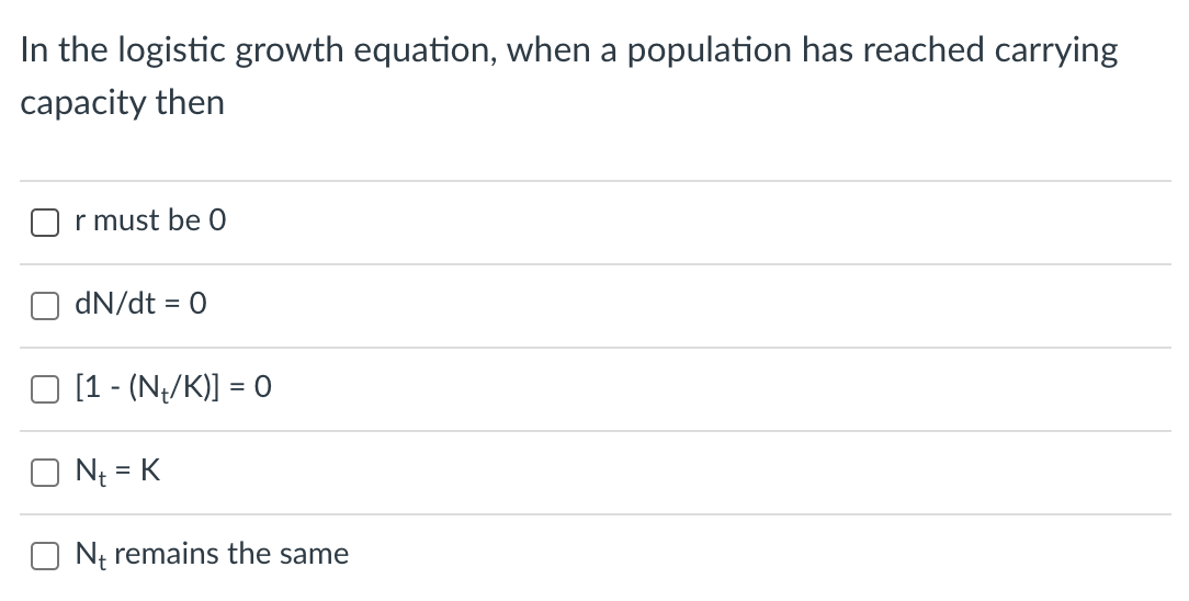 Solved In the logistic growth equation, when a population | Chegg.com