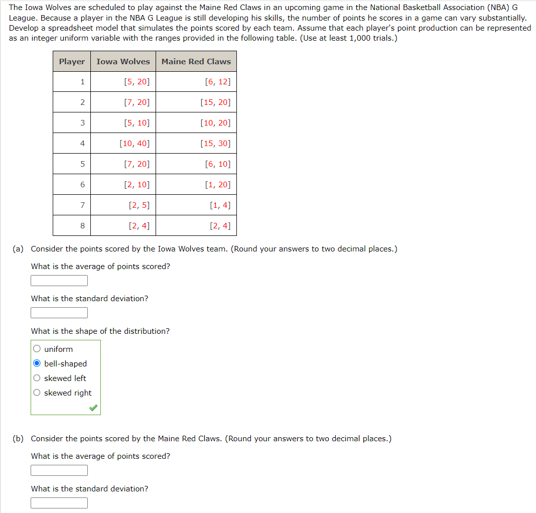 Solved The Iowa Wolves are scheduled to play against the | Chegg.com
