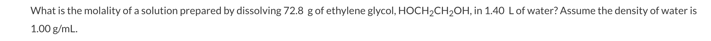 Solved What is the molality of a solution prepared by | Chegg.com