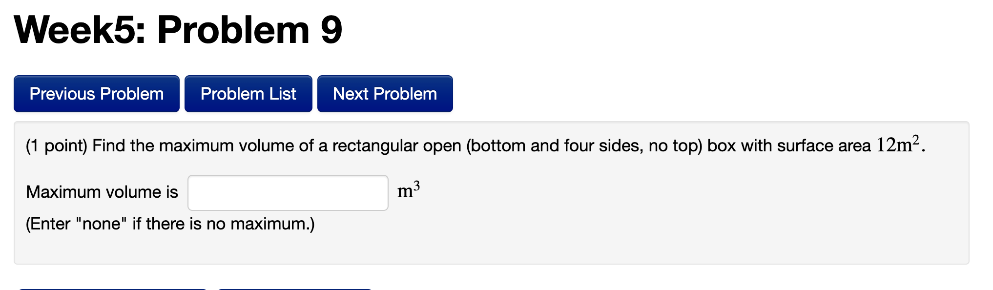 Solved Week5: Problem 9 Previous Problem Problem List Next | Chegg.com