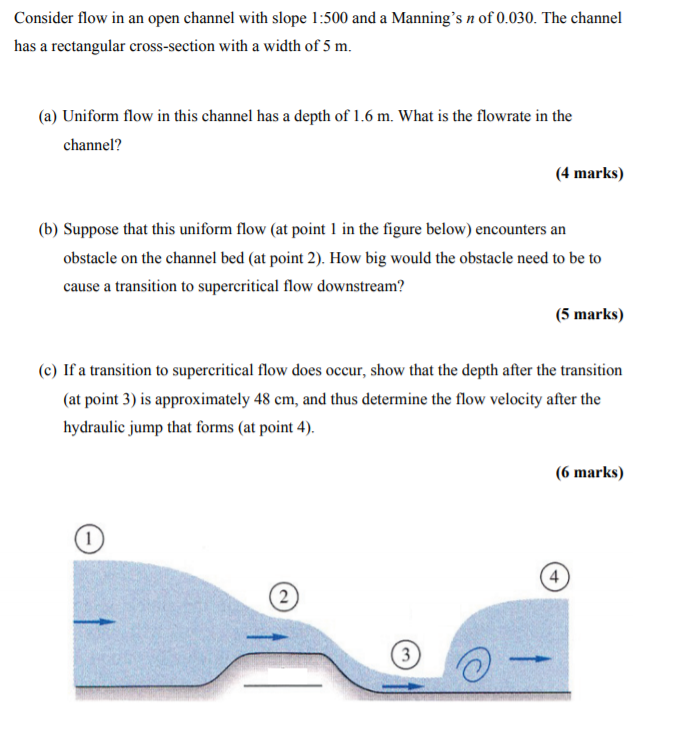 Solved Consider flow in an open channel with slope 1:500 and | Chegg.com