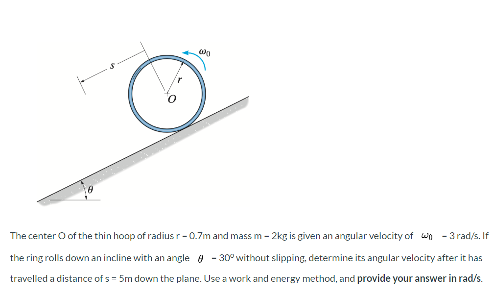 Solved The Center O Of The Thin Hoop Of Radius R 07m And