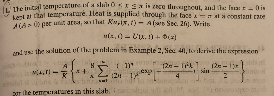 Solved The initial temperature of a slab 0 0) per unit | Chegg.com