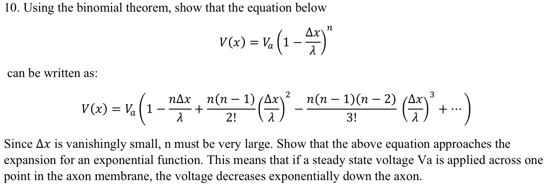 Solved 10 Using The Binomial Theorem Show That The Equa Chegg Com