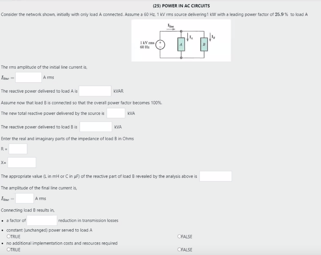 Solved (25) POWER IN AC CIRCUITS Consider the network shown, | Chegg.com