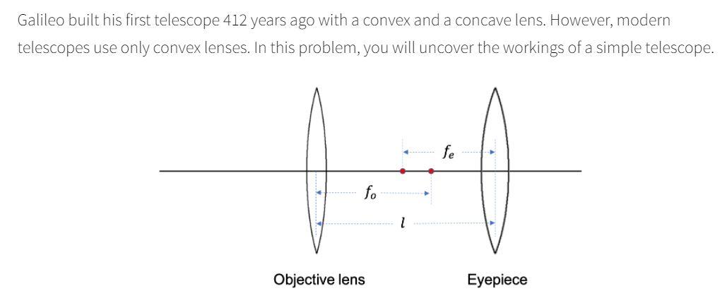 Information about lenses used by galileo in 2024 his telescope