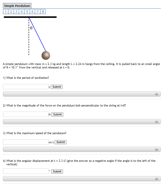 Solved Simple Pendulum 1 2 3 4 5 6 7 8 A Simple Pendulum | Chegg.com