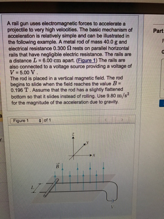 Solved A rail gun uses forces to accelerate