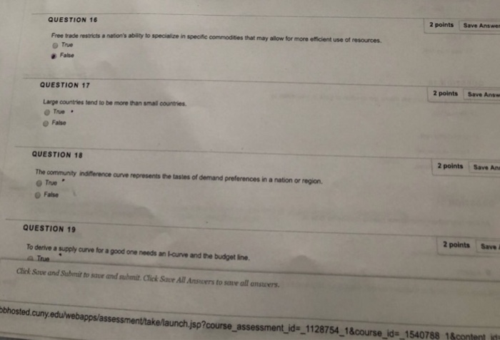Solved QUESTION 16 2 points Save Answer Free trade restricts | Chegg.com