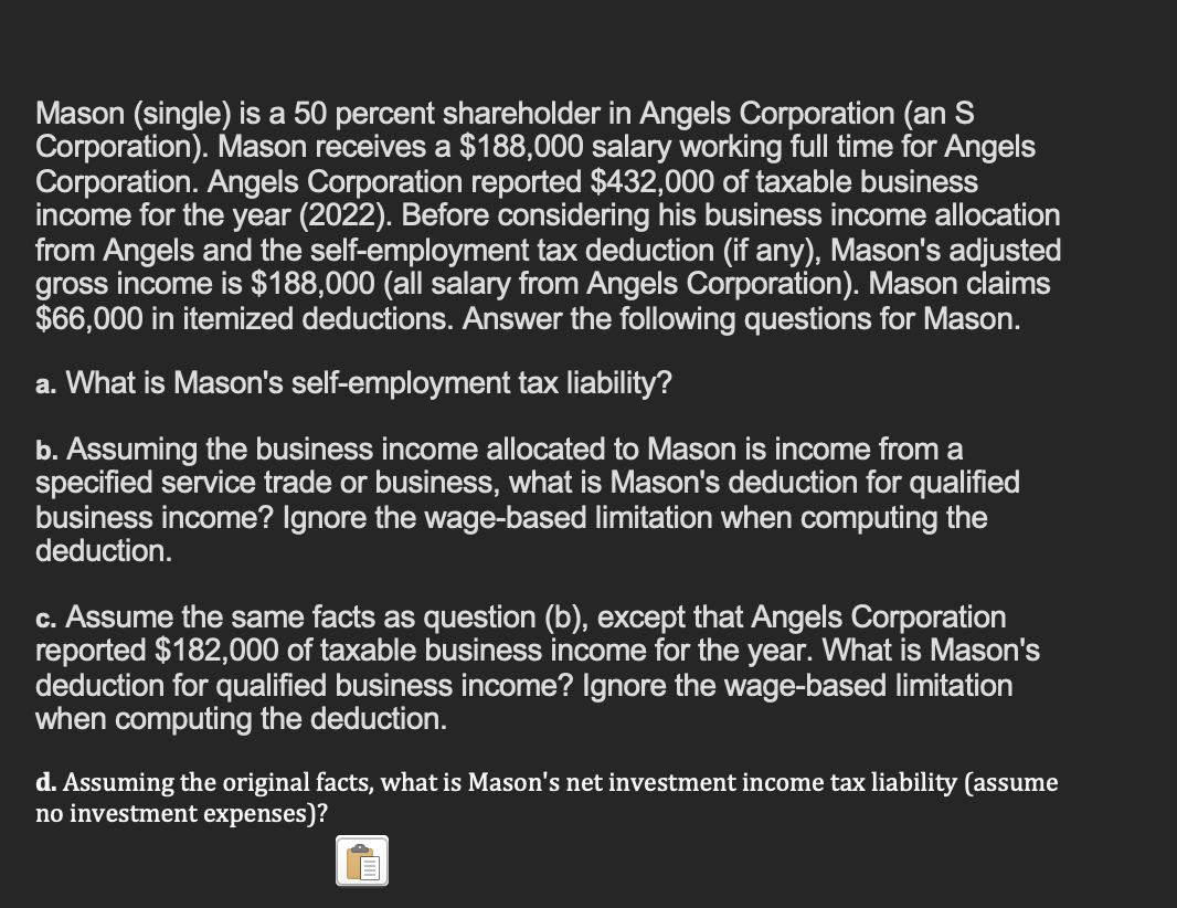 solved-mason-single-is-a-50-percent-shareholder-in-angels-chegg