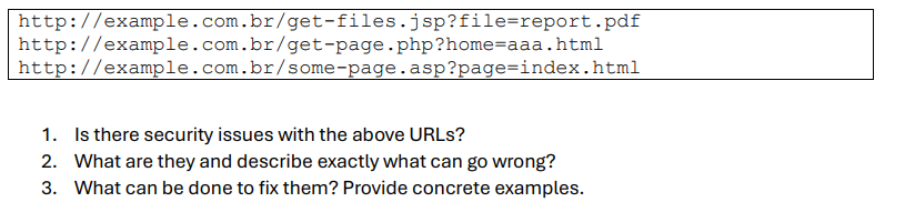 1. Is there security issues with the above URLs? 2. | Chegg.com