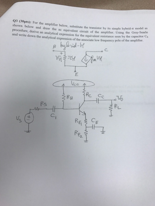 Solved For the amplifier below, substitute the transistor by | Chegg.com