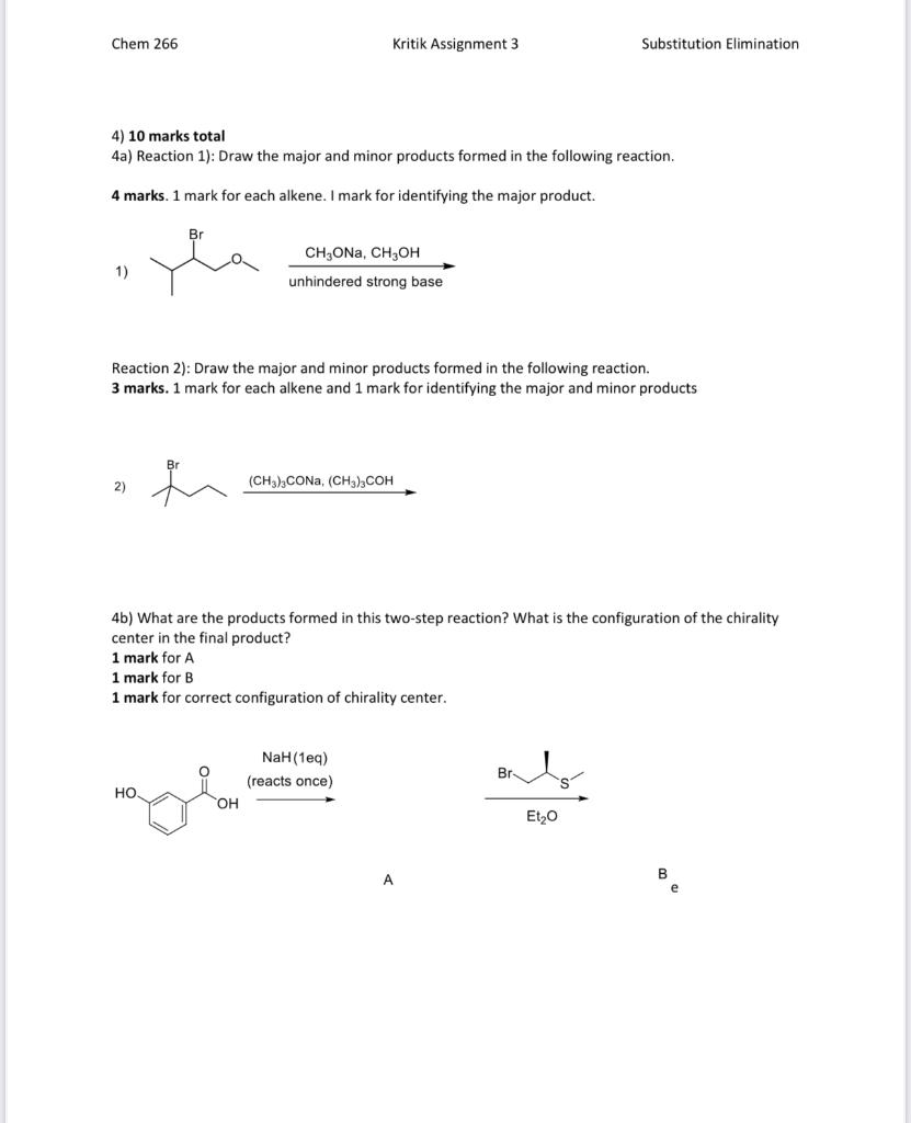 Solved Chem 266 Kritik Assignment 3 Substitution Elimination | Chegg.com