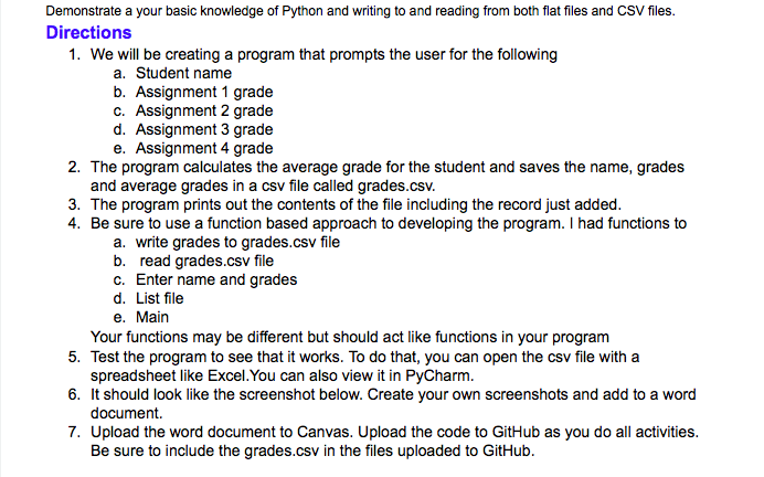 Demonstrate a your basic knowledge of Python and | Chegg.com