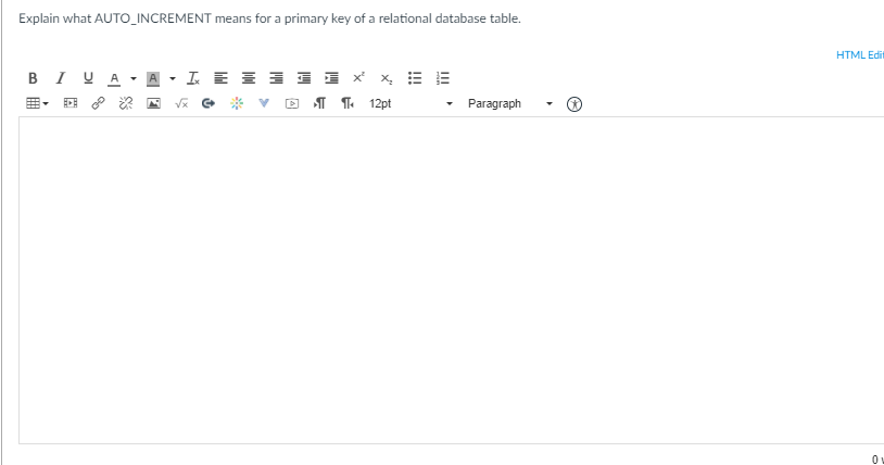 Solved Explain what AUTO_INCREMENT means for a primary key | Chegg.com