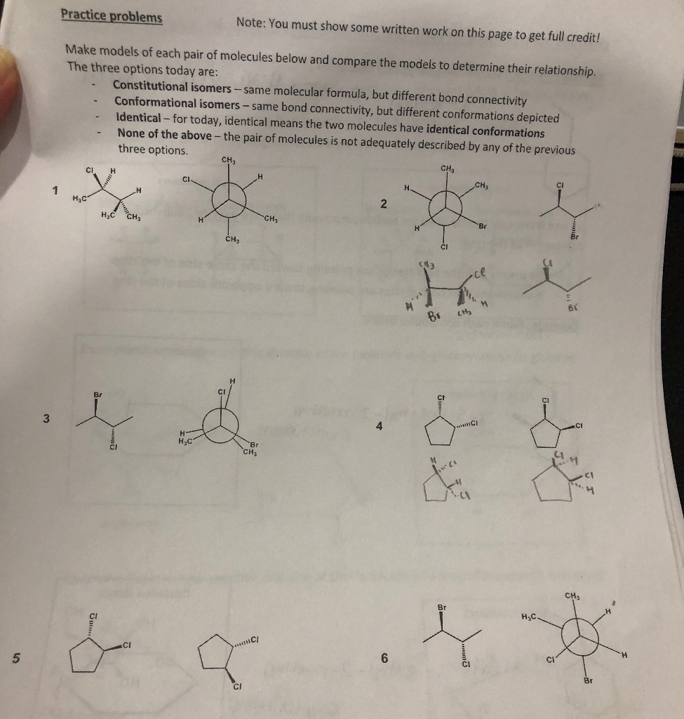Solved make models of each pair of molecules below and | Chegg.com