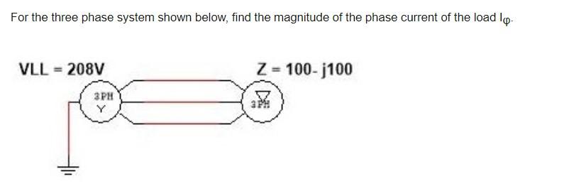 Solved For the three phase system shown below, find the | Chegg.com