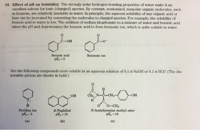 Solved 13 Effect Of Pll On Solubility The Strongly Polar