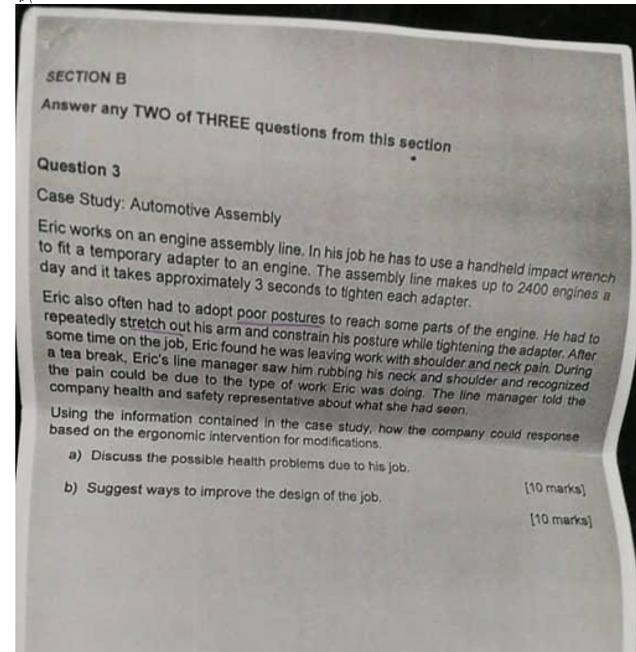 Solved SECTION B Answer Any TWO Of THREE Questions From This | Chegg.com