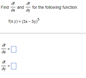 Solved Find delfdelx ﻿and delfdely ﻿for the following | Chegg.com