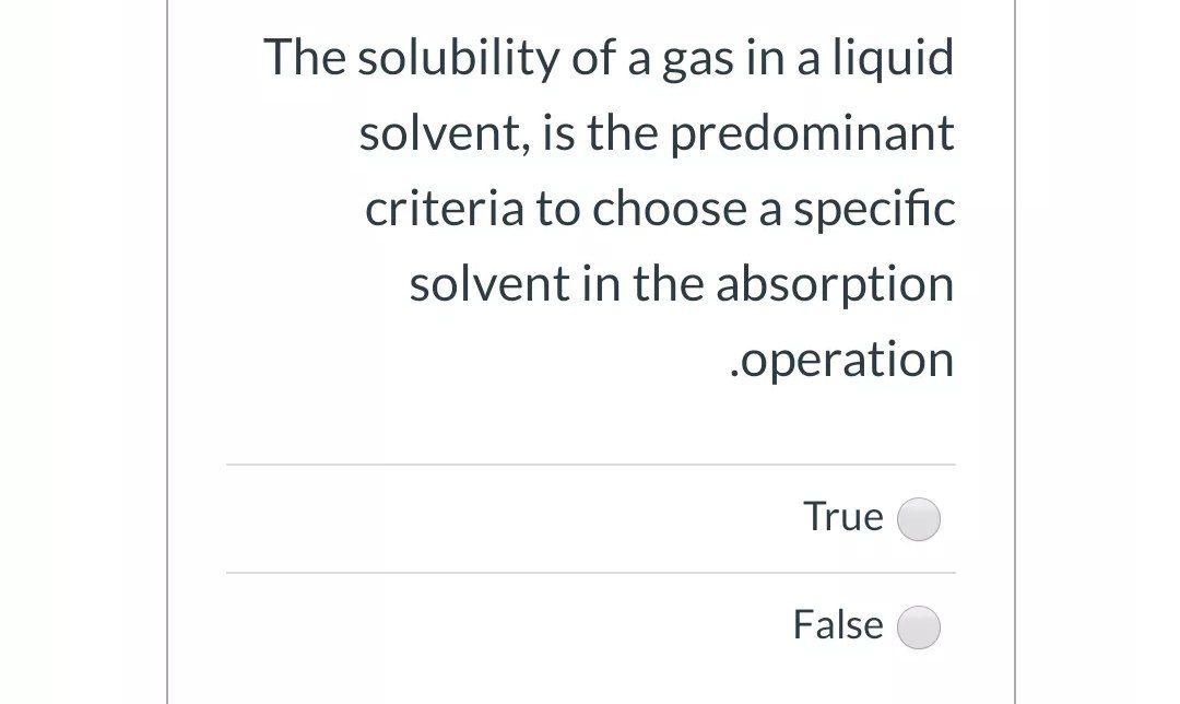 Solved The solubility of a gas in a liquid solvent, is the | Chegg.com