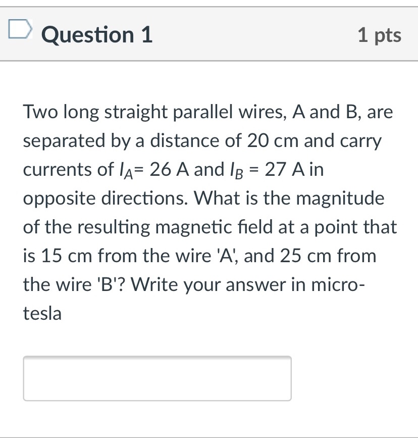Solved D Question 1 1 Pts Two Long Straight Parallel Wires Chegg Solved D Question 1 1 Pts Two Long Straight Parallel Wires Chegg