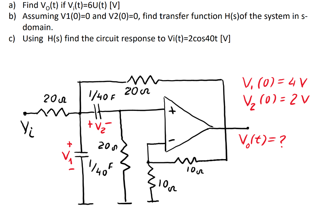 Solved A Find Vo T If V T 6u T V B Assuming V1 0 Chegg Com