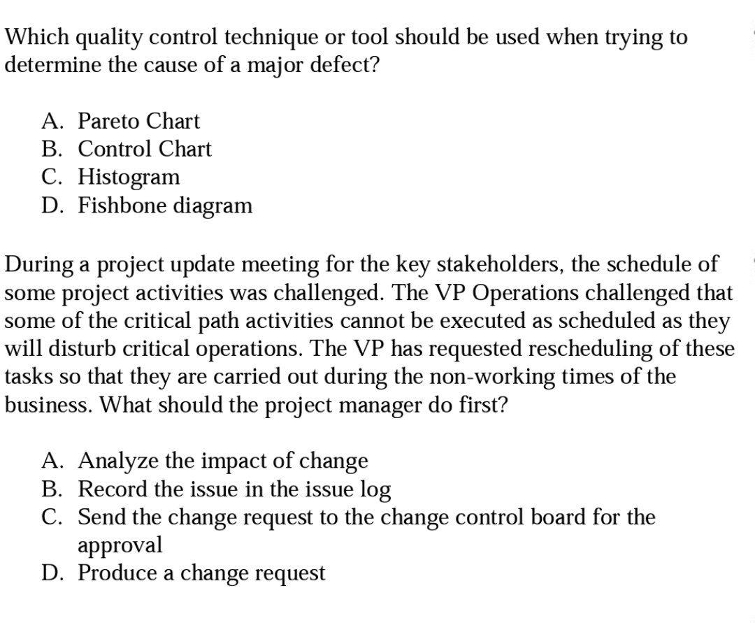 Solved Which quality control technique or tool should be | Chegg.com