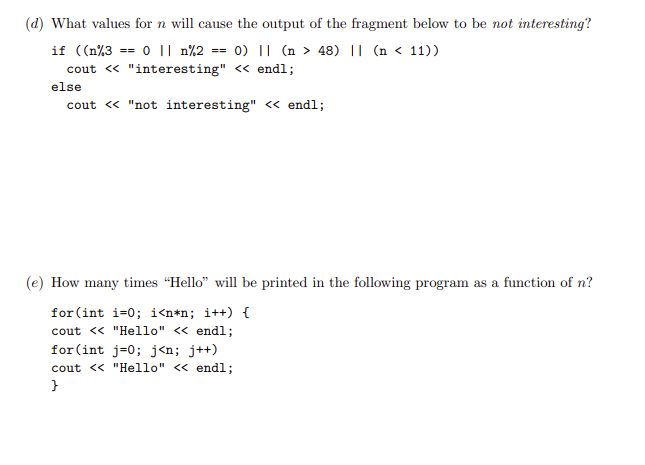 (d) What values for n will cause the output of the | Chegg.com